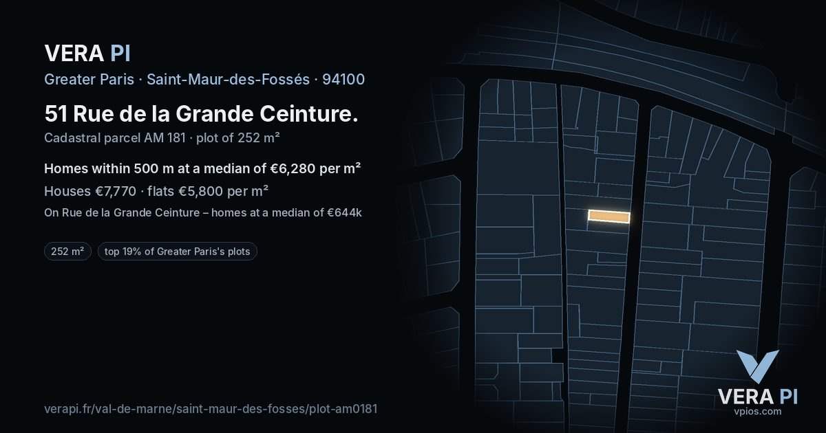 51 Rue de la Grande Ceinture, Saint-Maur-des-Fossés at night – the plot lit, the parcels around coloured by the prices near them