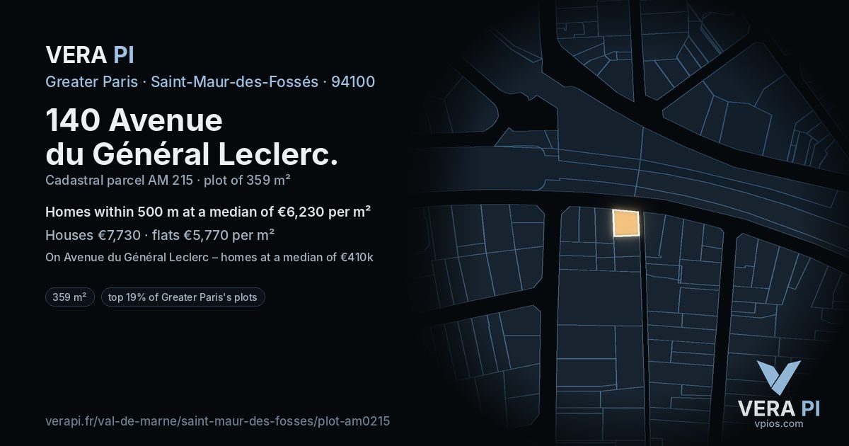 140 Avenue du Général Leclerc, Saint-Maur-des-Fossés at night – the plot lit, the parcels around coloured by the prices near them