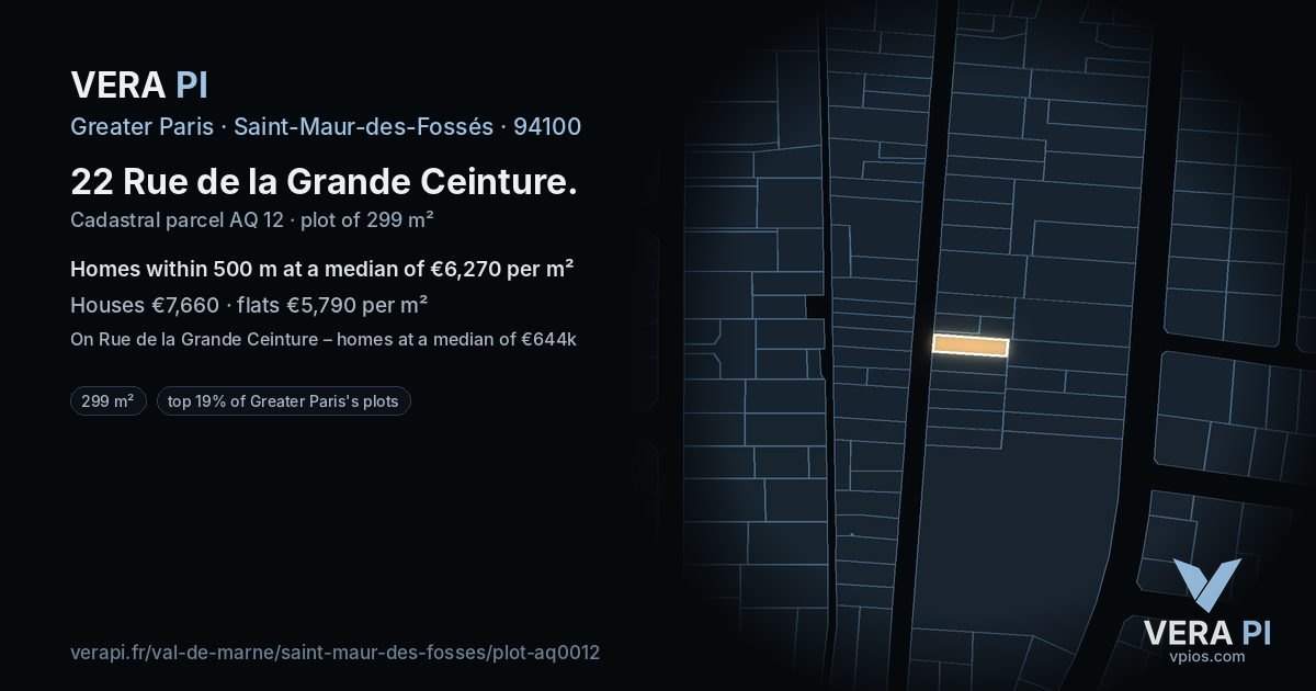22 Rue de la Grande Ceinture, Saint-Maur-des-Fossés at night – the plot lit, the parcels around coloured by the prices near them