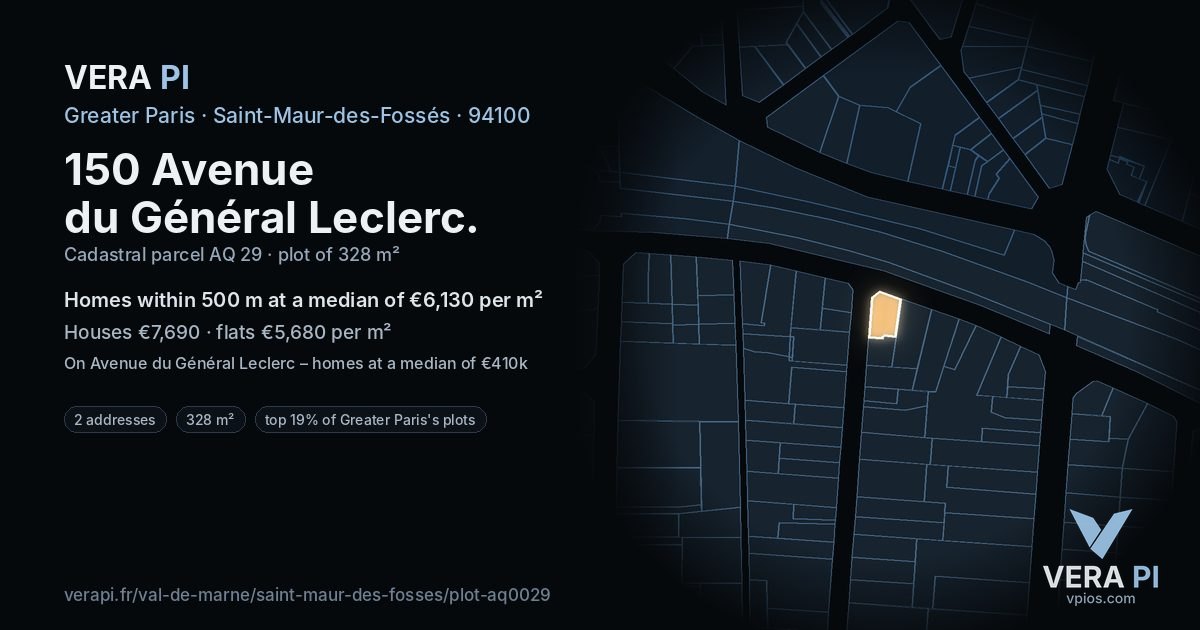 150 Avenue du Général Leclerc, Saint-Maur-des-Fossés at night – the plot lit, the parcels around coloured by the prices near them