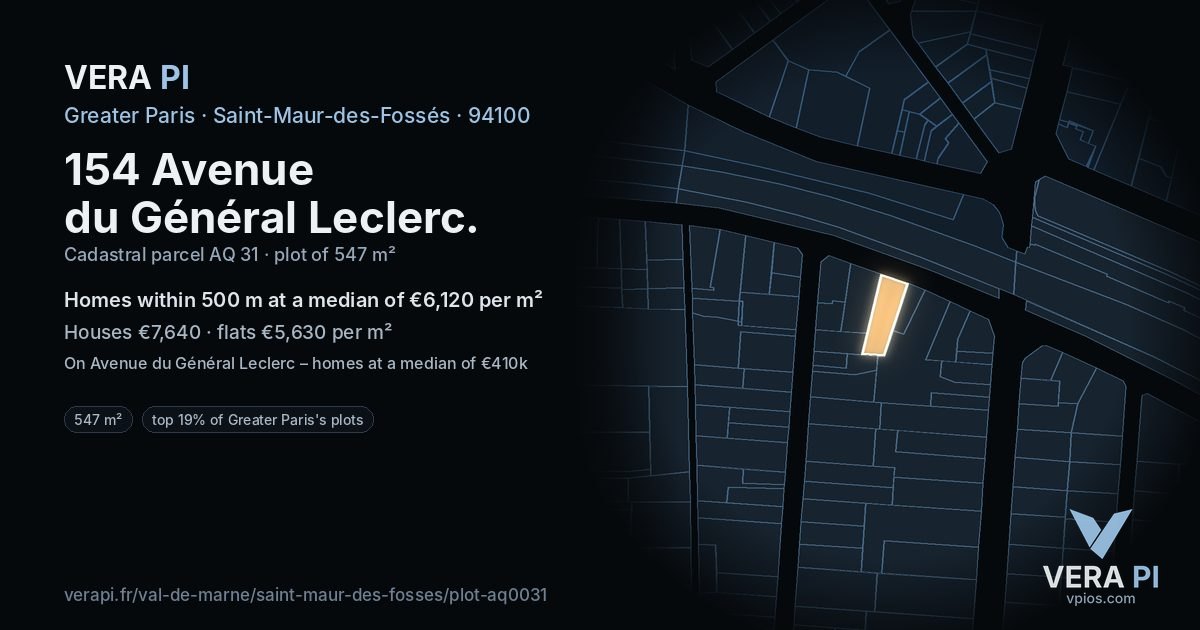 154 Avenue du Général Leclerc, Saint-Maur-des-Fossés at night – the plot lit, the parcels around coloured by the prices near them