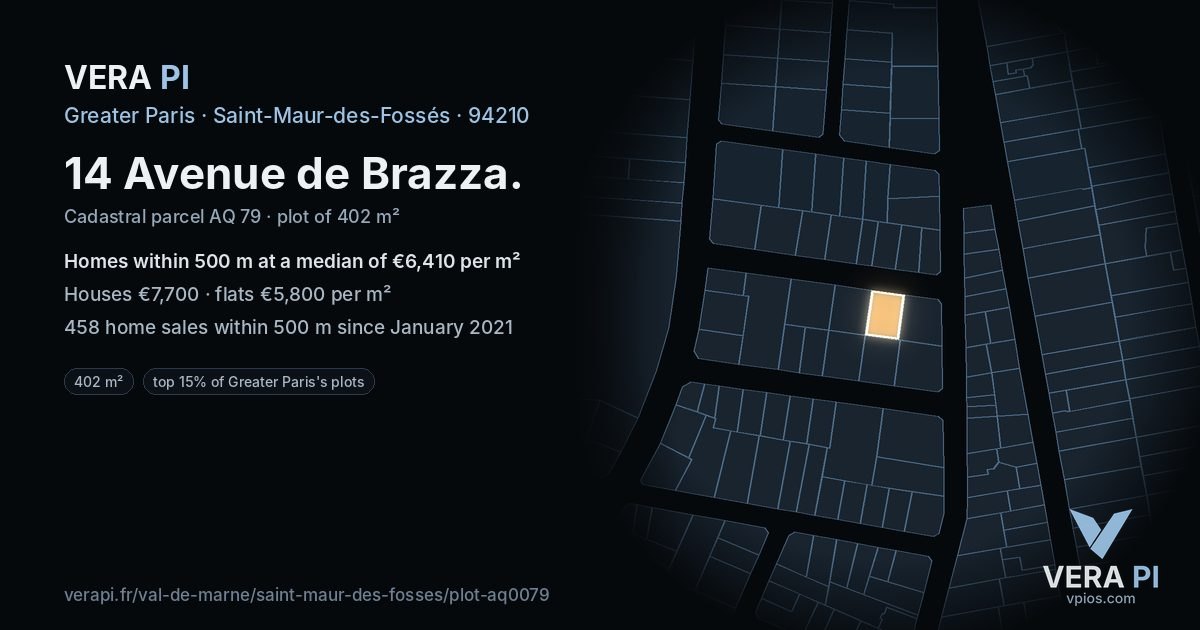 14 Avenue de Brazza, Saint-Maur-des-Fossés at night – the plot lit, the parcels around coloured by the prices near them