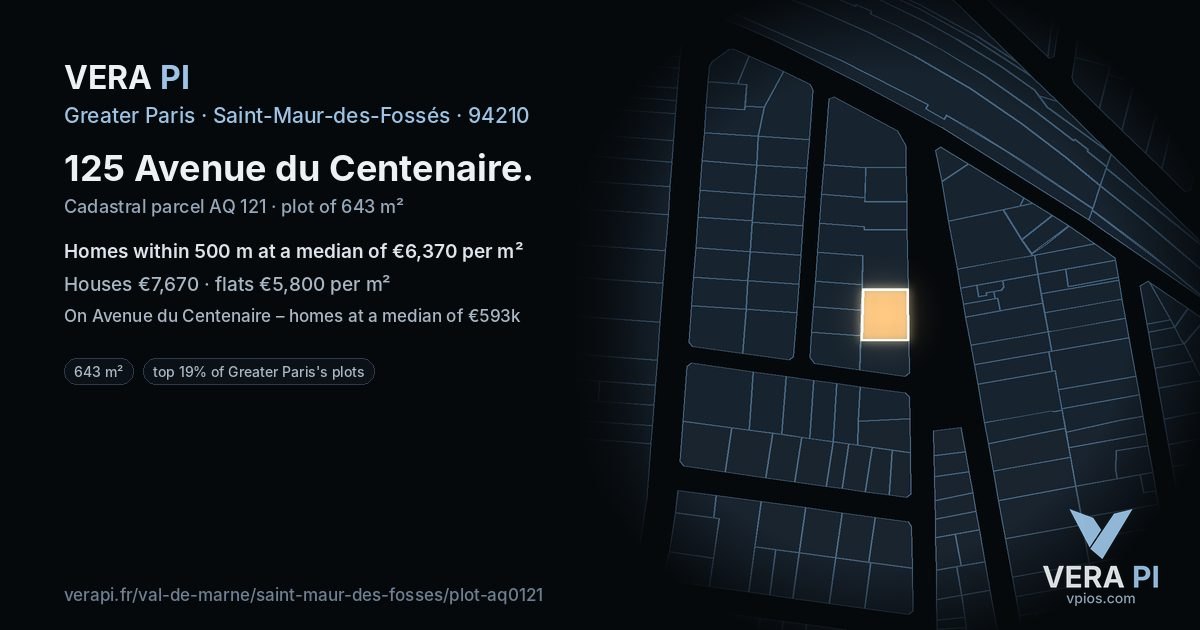 125 Avenue du Centenaire, Saint-Maur-des-Fossés at night – the plot lit, the parcels around coloured by the prices near them