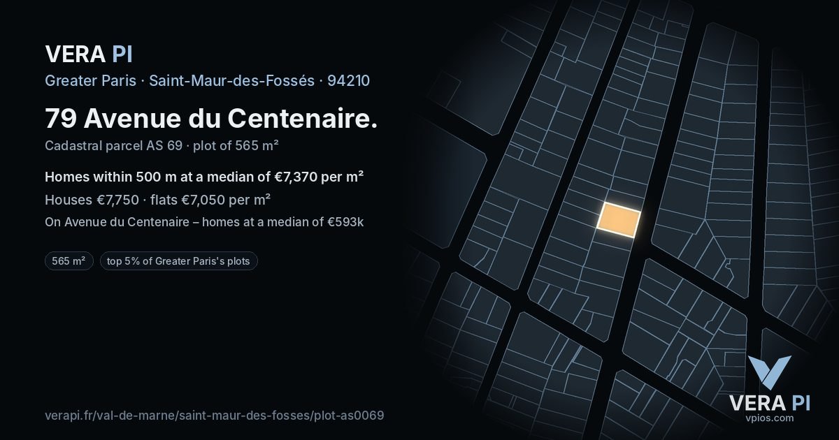 79 Avenue du Centenaire, Saint-Maur-des-Fossés at night – the plot lit, the parcels around coloured by the prices near them