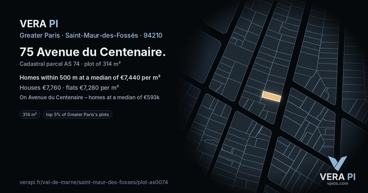 75 Avenue du Centenaire, Saint-Maur-des-Fossés at night – the plot lit, the parcels around coloured by the prices near them