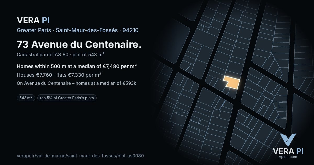 73 Avenue du Centenaire, Saint-Maur-des-Fossés at night – the plot lit, the parcels around coloured by the prices near them