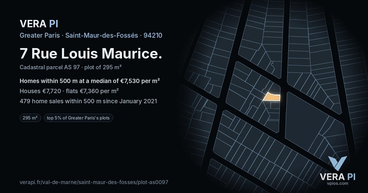 7 Rue Louis Maurice, Saint-Maur-des-Fossés at night – the plot lit, the parcels around coloured by the prices near them