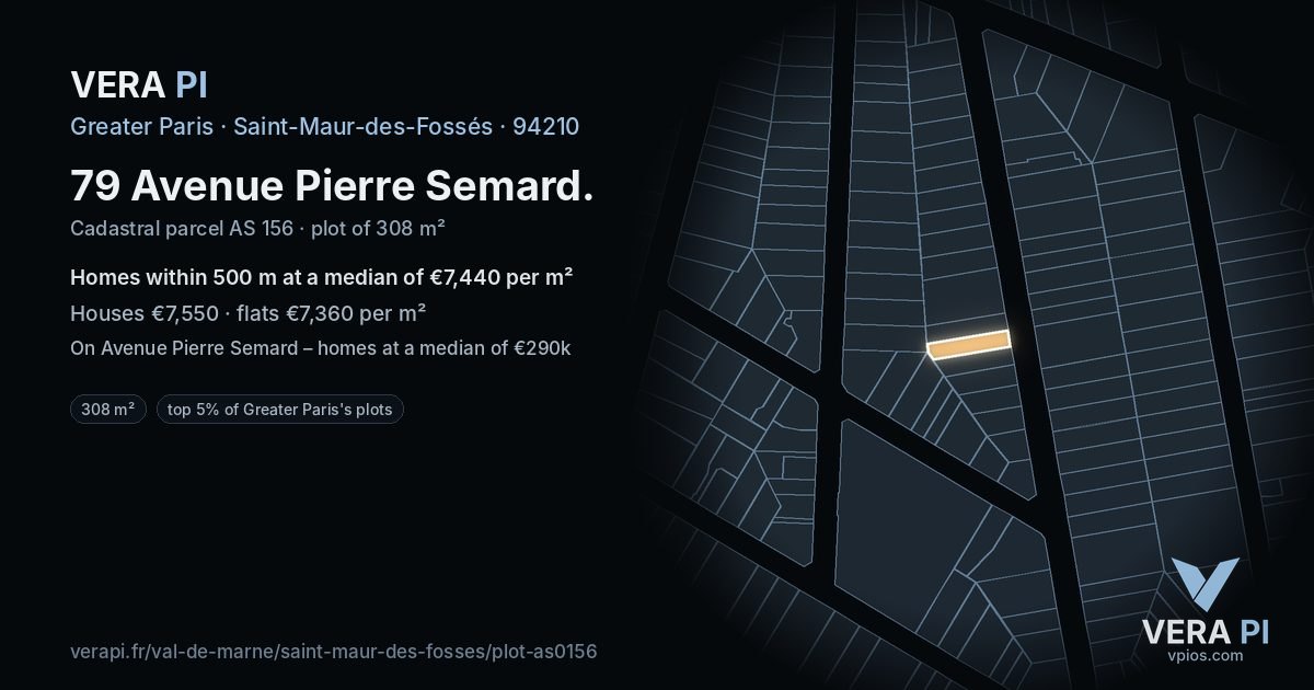 79 Avenue Pierre Semard, Saint-Maur-des-Fossés at night – the plot lit, the parcels around coloured by the prices near them