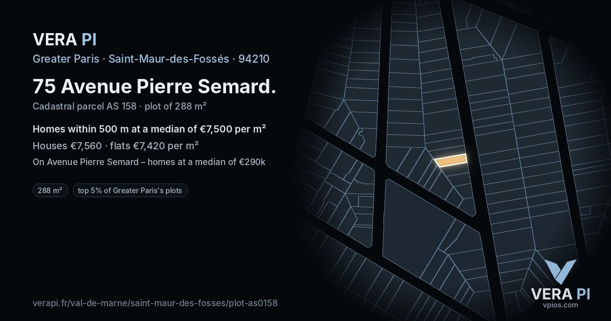 75 Avenue Pierre Semard, Saint-Maur-des-Fossés at night – the plot lit, the parcels around coloured by the prices near them