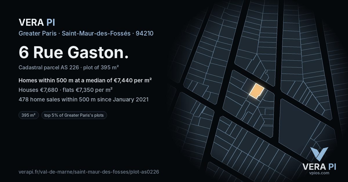 6 Rue Gaston, Saint-Maur-des-Fossés at night – the plot lit, the parcels around coloured by the prices near them