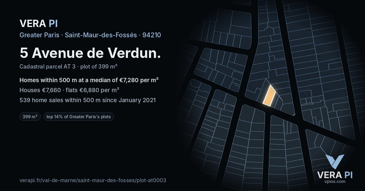 5 Avenue de Verdun, Saint-Maur-des-Fossés at night – the plot lit, the parcels around coloured by the prices near them