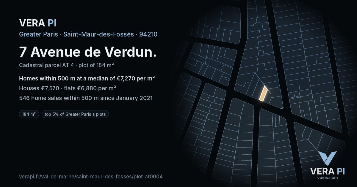 7 Avenue de Verdun, Saint-Maur-des-Fossés at night – the plot lit, the parcels around coloured by the prices near them