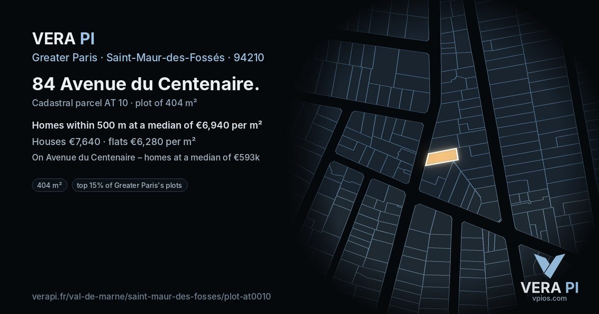84 Avenue du Centenaire, Saint-Maur-des-Fossés at night – the plot lit, the parcels around coloured by the prices near them