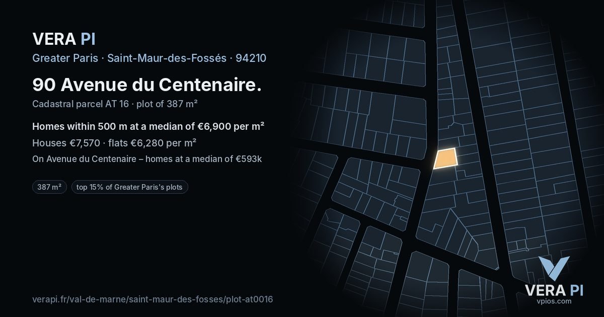 90 Avenue du Centenaire, Saint-Maur-des-Fossés at night – the plot lit, the parcels around coloured by the prices near them