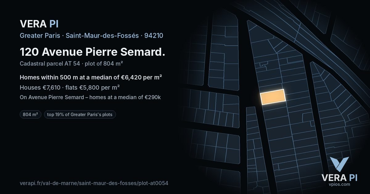 120 Avenue Pierre Semard, Saint-Maur-des-Fossés at night – the plot lit, the parcels around coloured by the prices near them