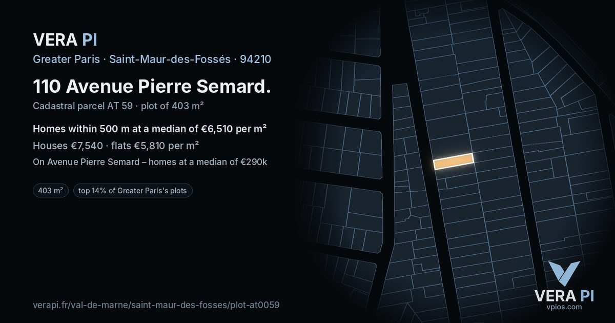 110 Avenue Pierre Semard, Saint-Maur-des-Fossés at night – the plot lit, the parcels around coloured by the prices near them