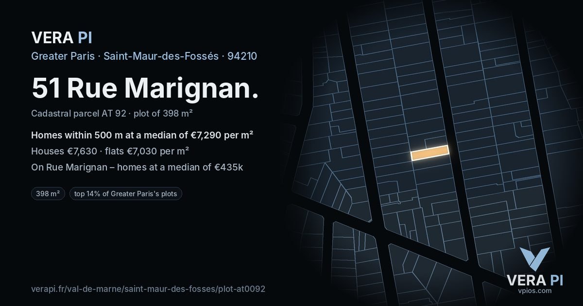 51 Rue Marignan, Saint-Maur-des-Fossés at night – the plot lit, the parcels around coloured by the prices near them
