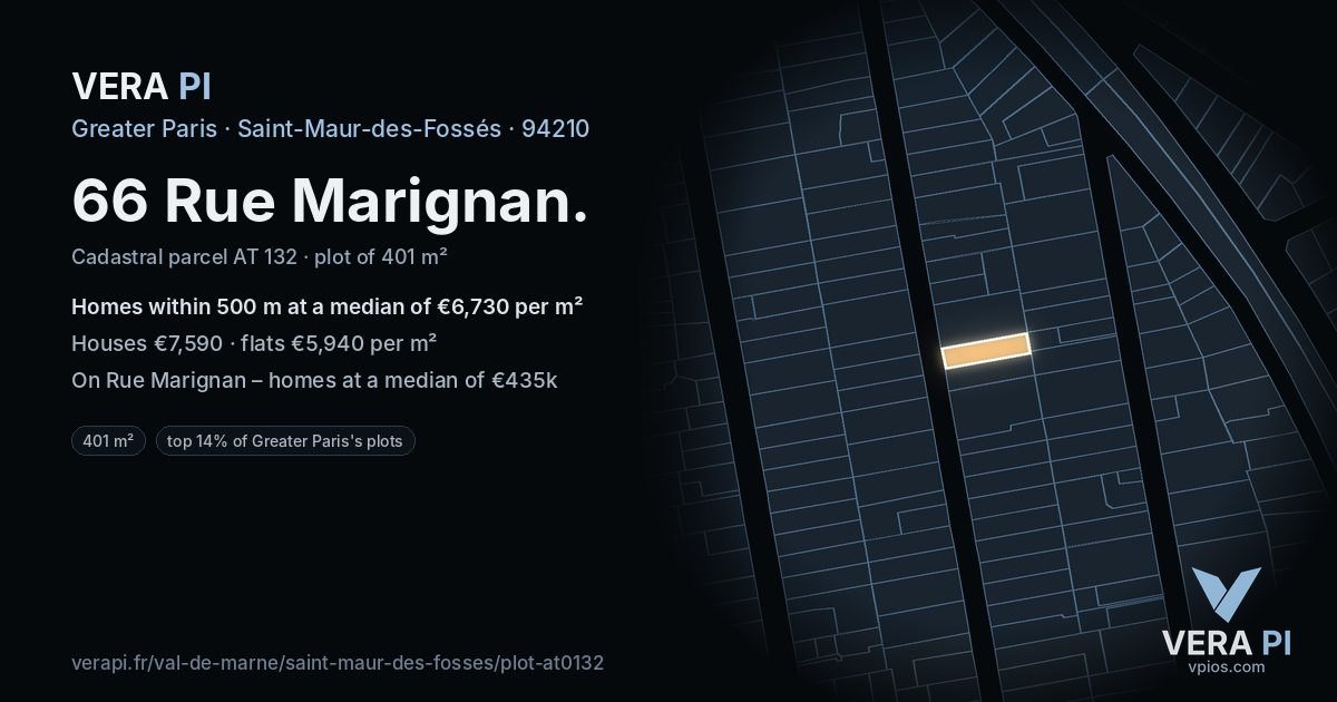 66 Rue Marignan, Saint-Maur-des-Fossés at night – the plot lit, the parcels around coloured by the prices near them