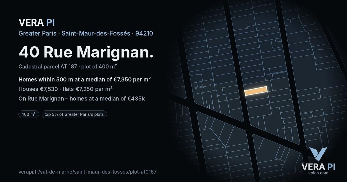 40 Rue Marignan, Saint-Maur-des-Fossés at night – the plot lit, the parcels around coloured by the prices near them