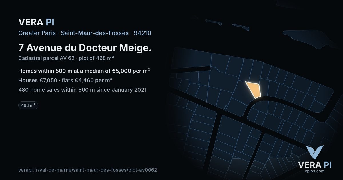 7 Avenue du Docteur Meige, Saint-Maur-des-Fossés at night – the plot lit, the parcels around coloured by the prices near them