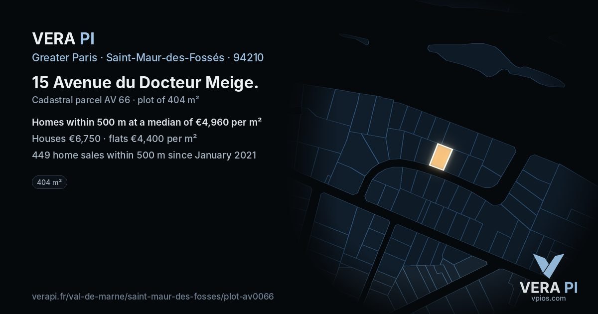 15 Avenue du Docteur Meige, Saint-Maur-des-Fossés at night – the plot lit, the parcels around coloured by the prices near them