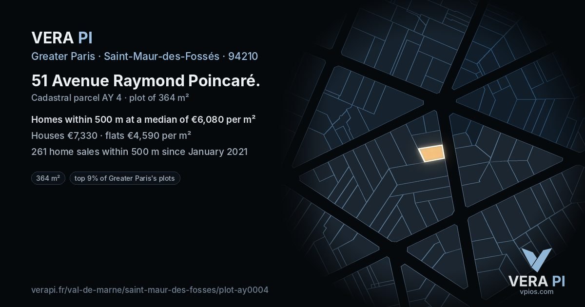 51 Avenue Raymond Poincaré, Saint-Maur-des-Fossés at night – the plot lit, the parcels around coloured by the prices near them