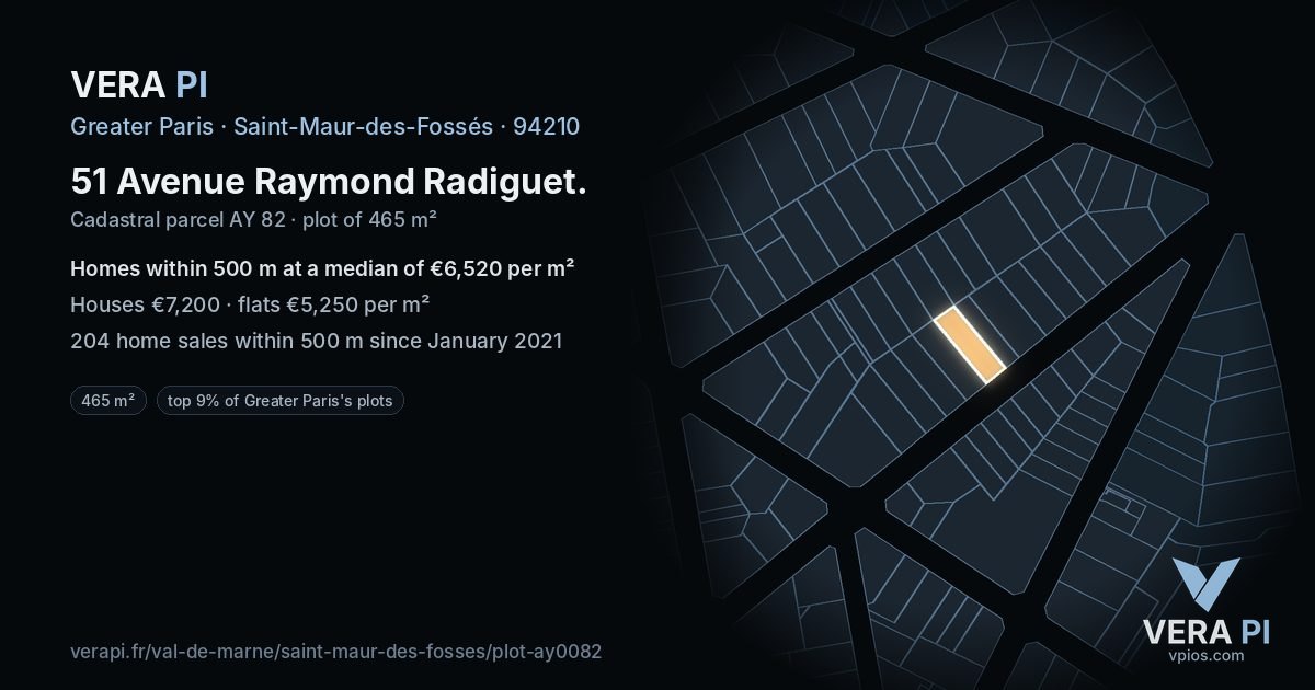51 Avenue Raymond Radiguet, Saint-Maur-des-Fossés at night – the plot lit, the parcels around coloured by the prices near them
