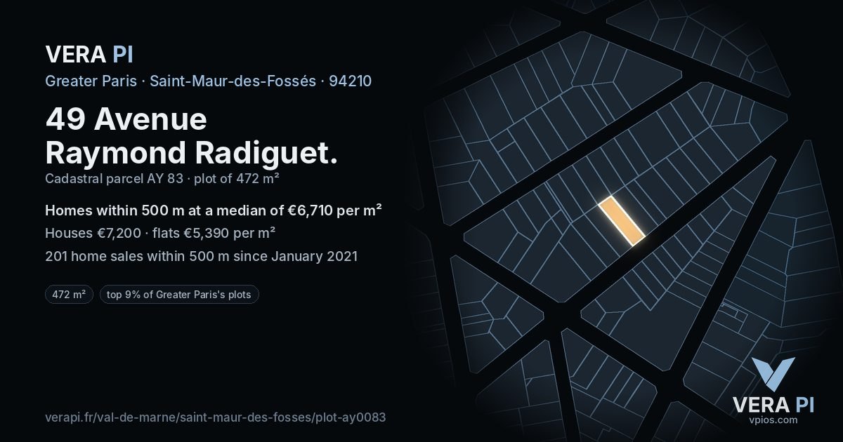 49 Avenue Raymond Radiguet, Saint-Maur-des-Fossés at night – the plot lit, the parcels around coloured by the prices near them