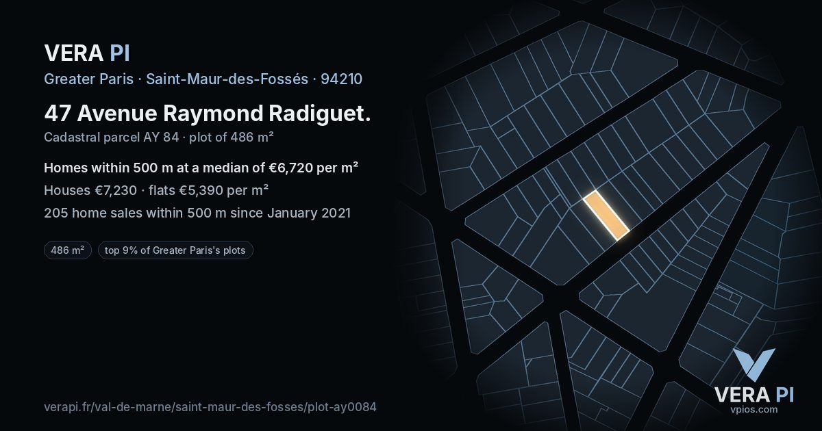 47 Avenue Raymond Radiguet, Saint-Maur-des-Fossés at night – the plot lit, the parcels around coloured by the prices near them