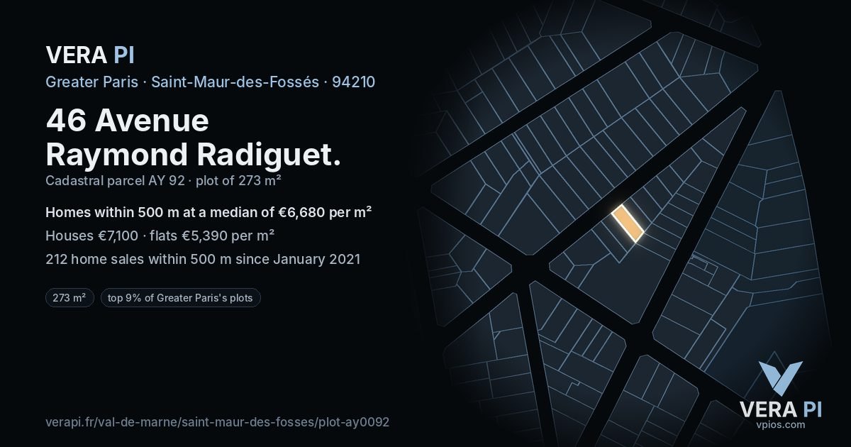 46 Avenue Raymond Radiguet, Saint-Maur-des-Fossés at night – the plot lit, the parcels around coloured by the prices near them