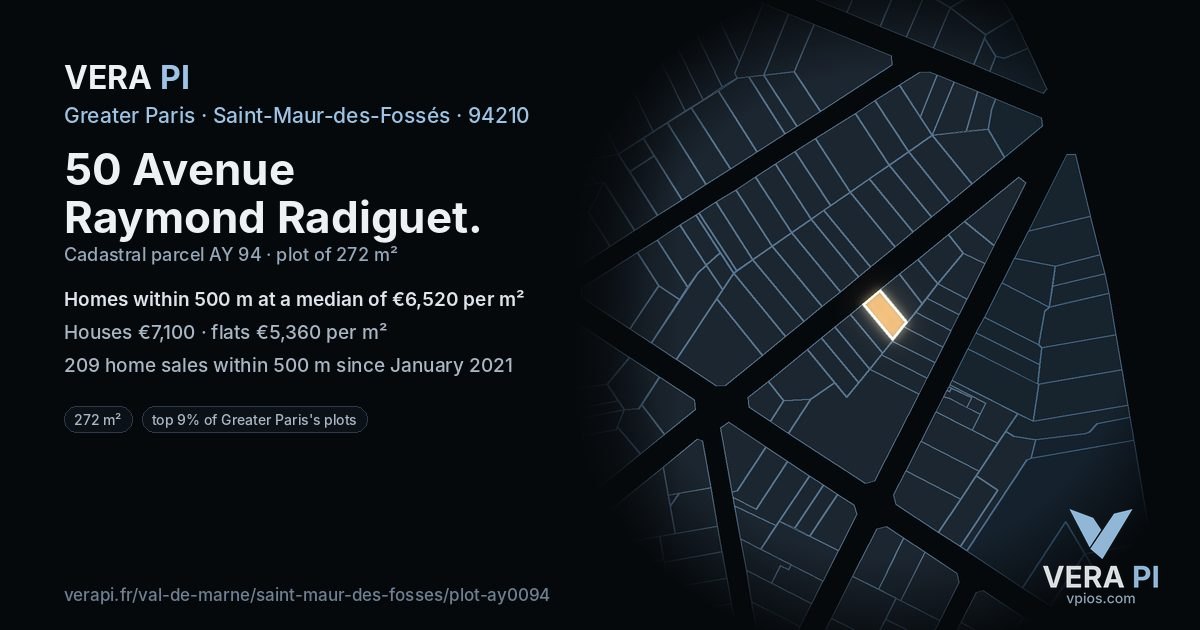 50 Avenue Raymond Radiguet, Saint-Maur-des-Fossés at night – the plot lit, the parcels around coloured by the prices near them