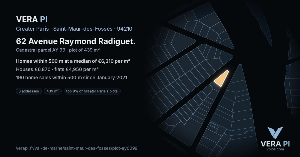 62 Avenue Raymond Radiguet, Saint-Maur-des-Fossés at night – the plot lit, the parcels around coloured by the prices near them