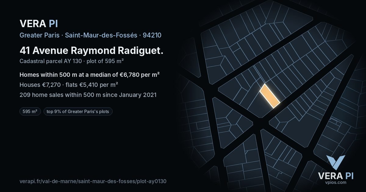 41 Avenue Raymond Radiguet, Saint-Maur-des-Fossés at night – the plot lit, the parcels around coloured by the prices near them