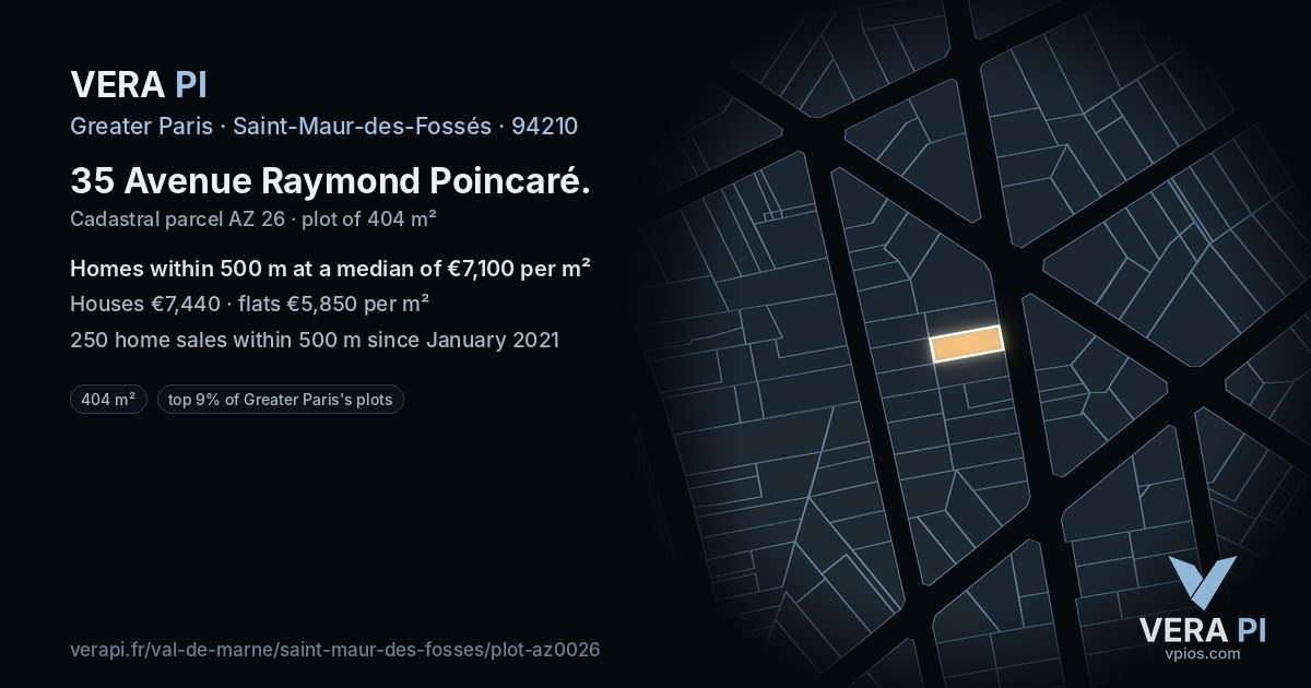35 Avenue Raymond Poincaré, Saint-Maur-des-Fossés at night – the plot lit, the parcels around coloured by the prices near them