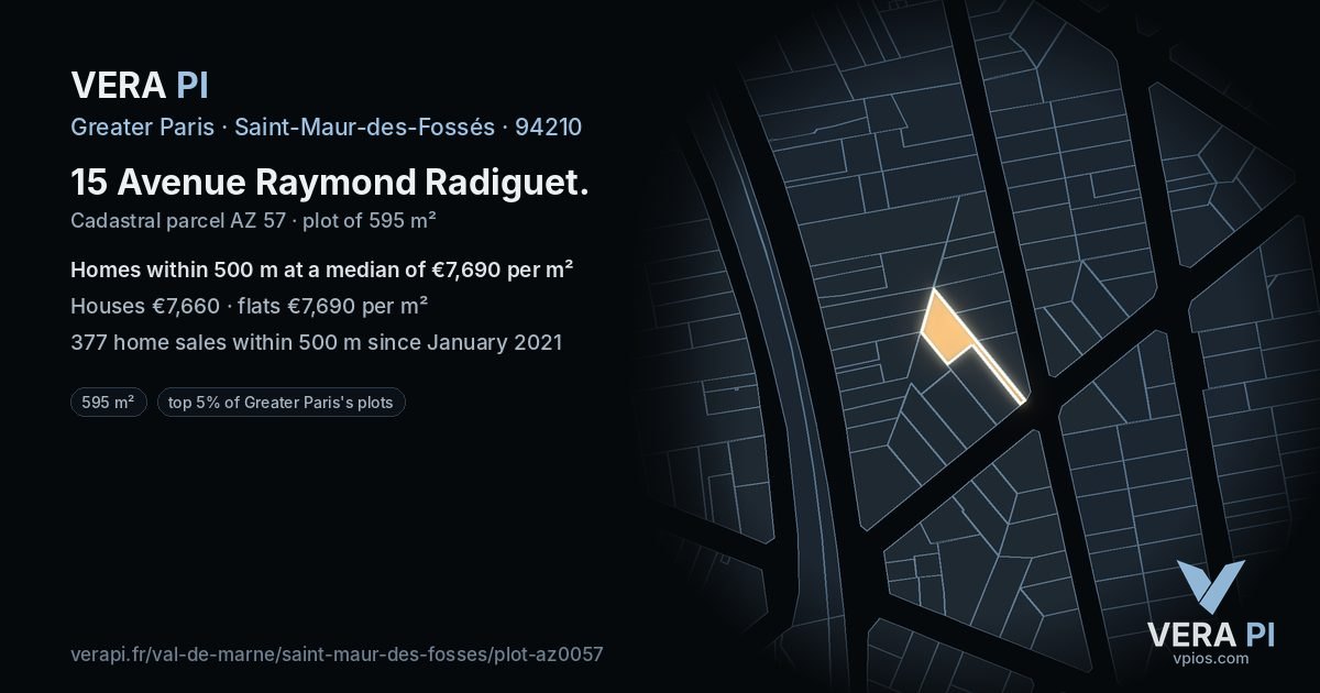 15 Avenue Raymond Radiguet, Saint-Maur-des-Fossés at night – the plot lit, the parcels around coloured by the prices near them