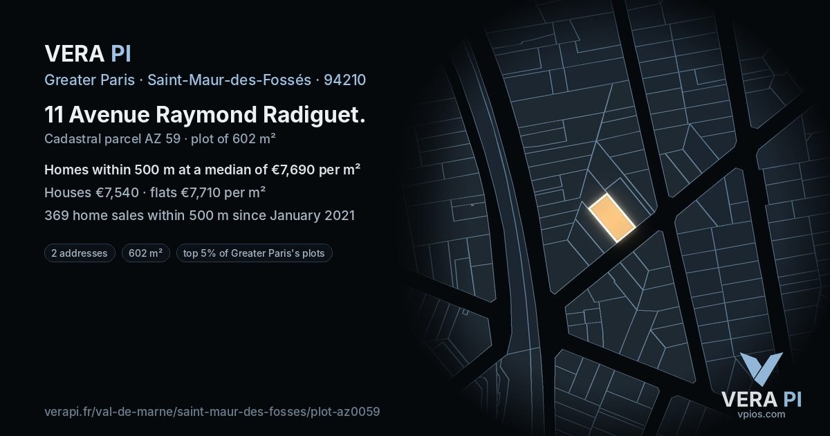 11 Avenue Raymond Radiguet, Saint-Maur-des-Fossés at night – the plot lit, the parcels around coloured by the prices near them