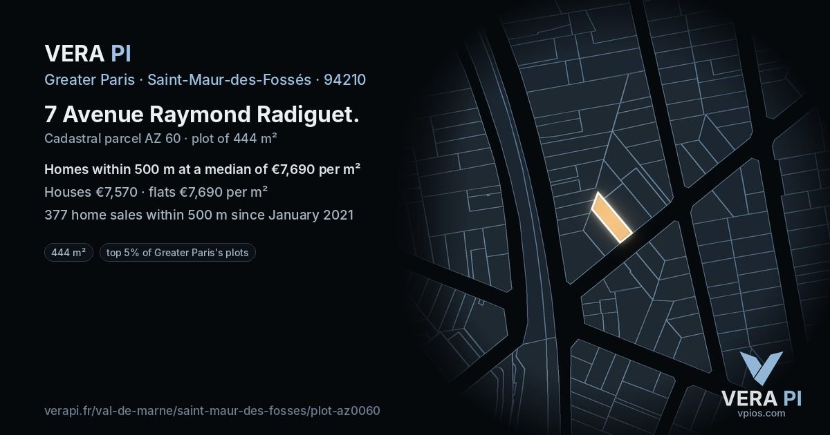 7 Avenue Raymond Radiguet, Saint-Maur-des-Fossés at night – the plot lit, the parcels around coloured by the prices near them