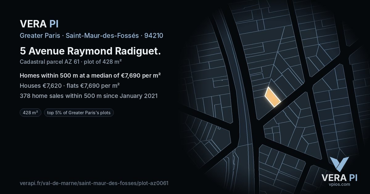 5 Avenue Raymond Radiguet, Saint-Maur-des-Fossés at night – the plot lit, the parcels around coloured by the prices near them