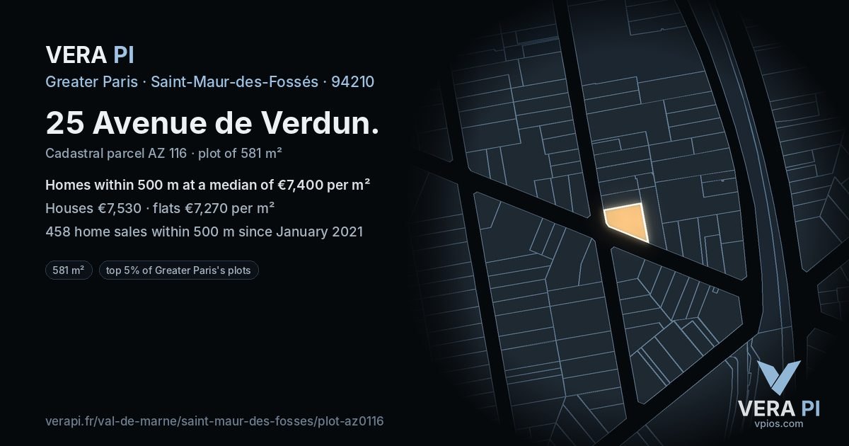 25 Avenue de Verdun, Saint-Maur-des-Fossés at night – the plot lit, the parcels around coloured by the prices near them