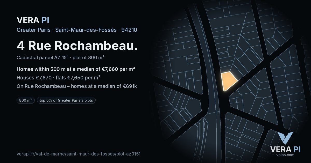 4 Rue Rochambeau, Saint-Maur-des-Fossés at night – the plot lit, the parcels around coloured by the prices near them