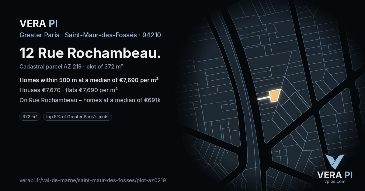 12 Rue Rochambeau, Saint-Maur-des-Fossés at night – the plot lit, the parcels around coloured by the prices near them