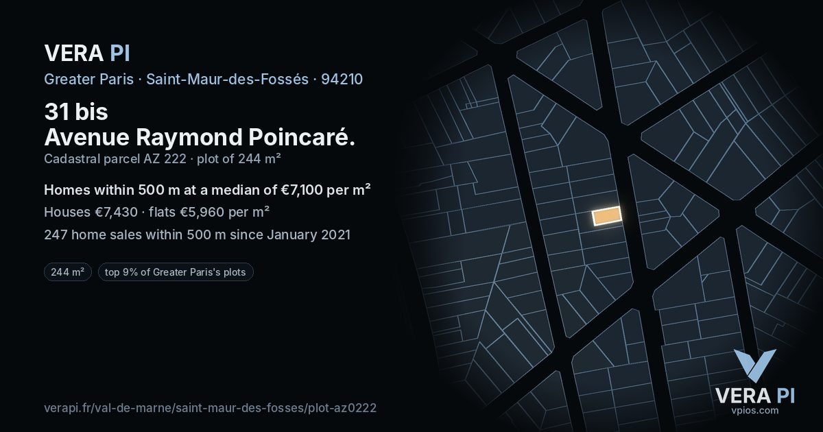 31 bis Avenue Raymond Poincaré, Saint-Maur-des-Fossés at night – the plot lit, the parcels around coloured by the prices near them