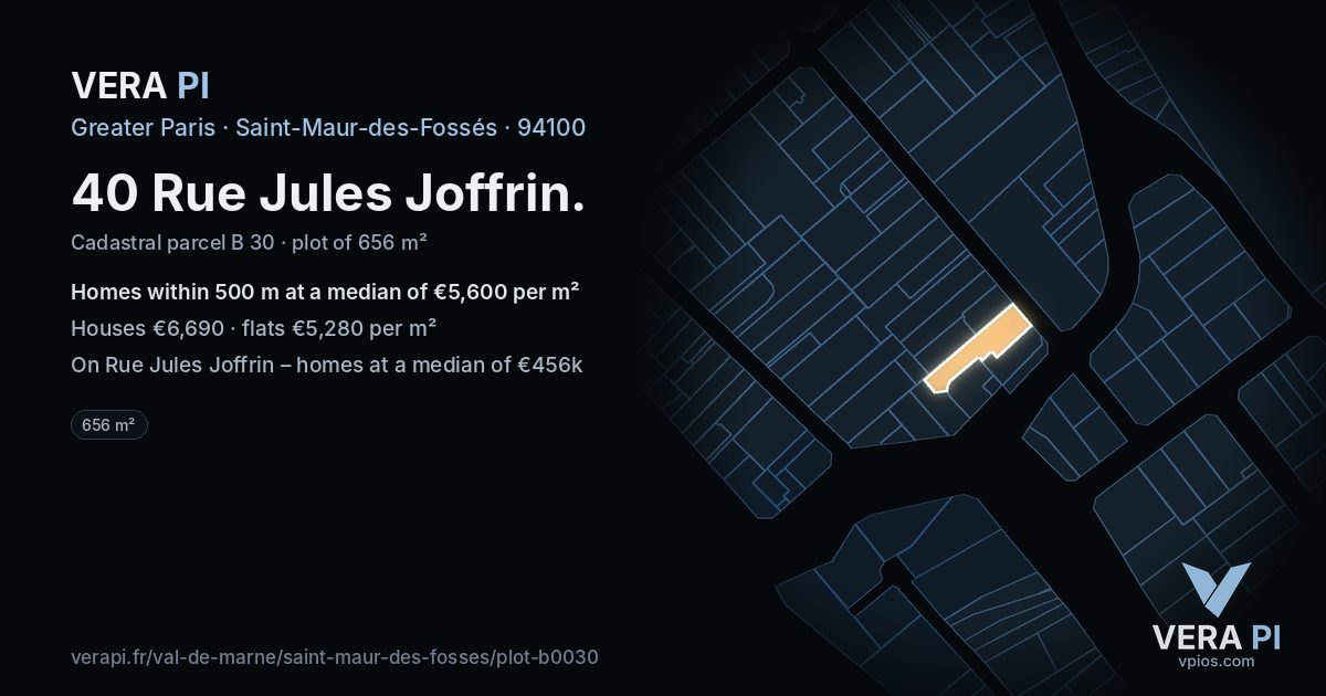40 Rue Jules Joffrin, Saint-Maur-des-Fossés at night – the plot lit, the parcels around coloured by the prices near them