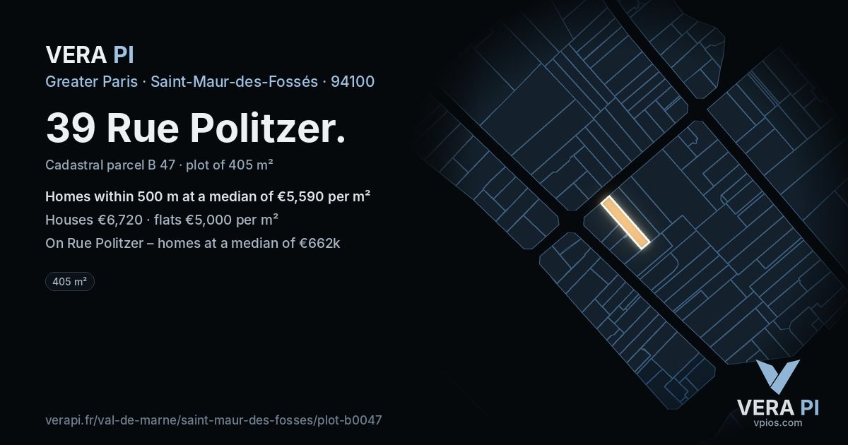 39 Rue Politzer, Saint-Maur-des-Fossés at night – the plot lit, the parcels around coloured by the prices near them