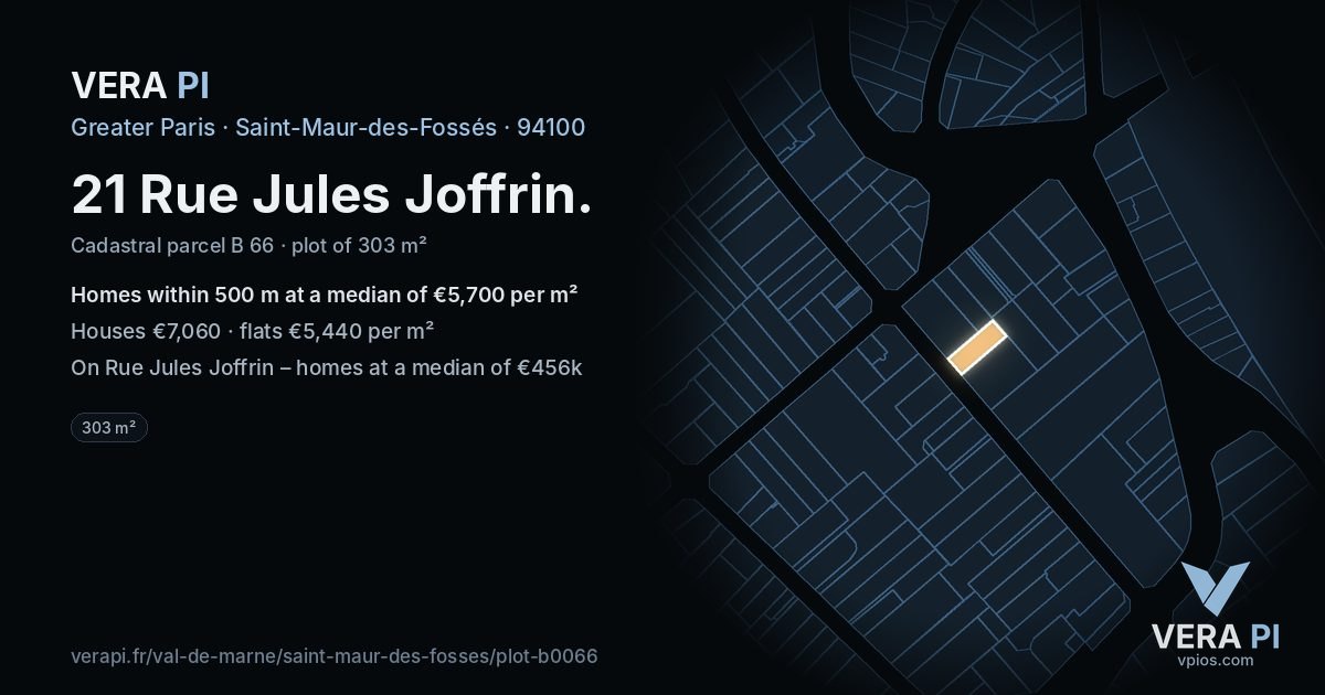 21 Rue Jules Joffrin, Saint-Maur-des-Fossés at night – the plot lit, the parcels around coloured by the prices near them
