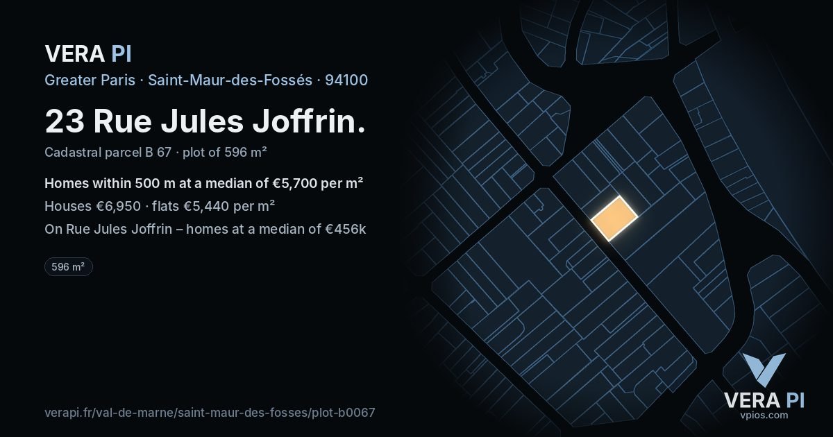 23 Rue Jules Joffrin, Saint-Maur-des-Fossés at night – the plot lit, the parcels around coloured by the prices near them