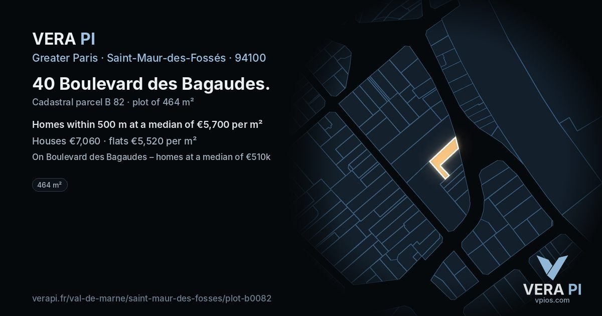 40 Boulevard des Bagaudes, Saint-Maur-des-Fossés at night – the plot lit, the parcels around coloured by the prices near them