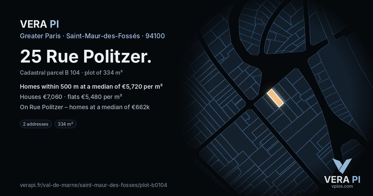 25 Rue Politzer, Saint-Maur-des-Fossés at night – the plot lit, the parcels around coloured by the prices near them
