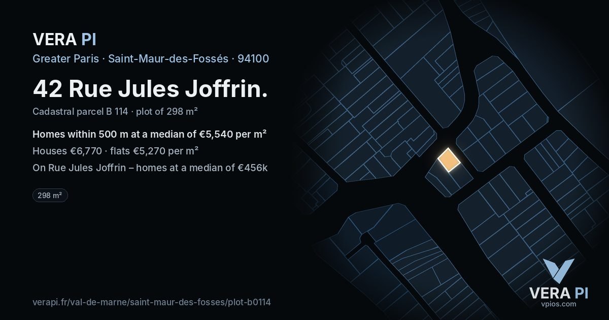 42 Rue Jules Joffrin, Saint-Maur-des-Fossés at night – the plot lit, the parcels around coloured by the prices near them