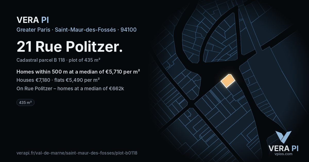 21 Rue Politzer, Saint-Maur-des-Fossés at night – the plot lit, the parcels around coloured by the prices near them